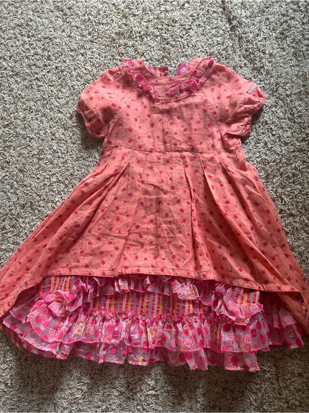 Vintage Oilily Pink Ruffled Dress 104 4/5